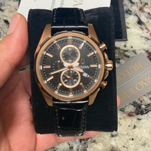 Bulova rose gold stainless steel mens watch